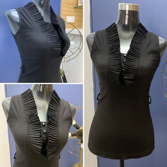 Tops - Classy Sophisticated Black Top with Belt Loops